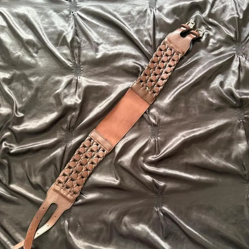 Brown leather waist belt